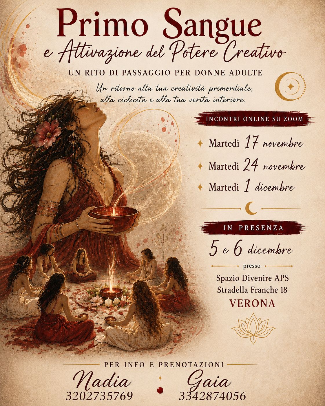 Seminario in presenza –  Primo Sangue e Attivazione del Potere Creativo